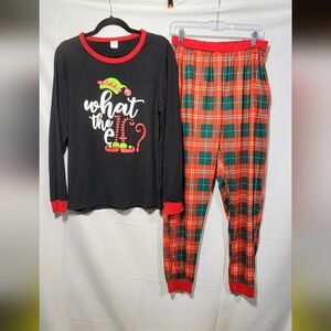 IFFEI "What The Elf" Women's Plaid Pajama Set-Size Lg